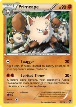 Primeape Pokemon card from Steam Siege