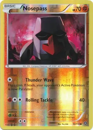 Nosepass Reverse Holo Pokemon card from Steam Siege