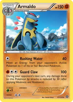 Armaldo Pokemon card from Steam Siege