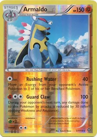 Armaldo Reverse Holo Pokemon card from Steam Siege
