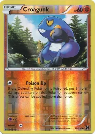 Croagunk Reverse Holo Pokemon card from Steam Siege