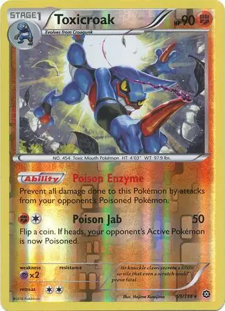 Toxicroak Reverse Holo Pokemon card from Steam Siege