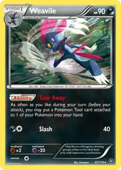 Weavile Pokemon card from Steam Siege
