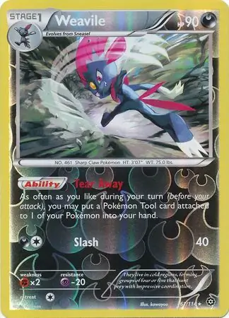 Weavile Reverse Holo Pokemon card from Steam Siege