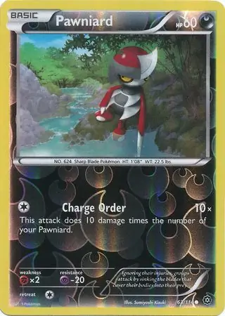Pawniard Reverse Holo Pokemon card from Steam Siege