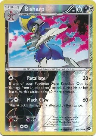 Bisharp Reverse Holo Pokemon card from Steam Siege