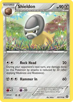 Shieldon Pokemon card from Steam Siege