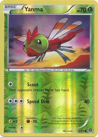 Yanma Reverse Holo Pokemon card from Steam Siege