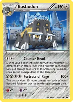 Bastiodon Pokemon card from Steam Siege