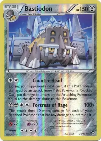 Bastiodon Reverse Holo Pokemon card from Steam Siege