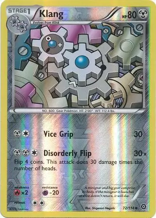 Klang Reverse Holo Pokemon card from Steam Siege