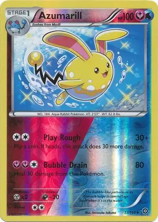 Azumarill Reverse Holo Pokemon card from Steam Siege