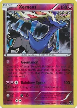 Xerneas Reverse Holo Pokemon card from Steam Siege
