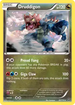 Druddigon Pokemon card from Steam Siege