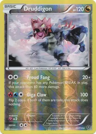 Druddigon Reverse Holo Pokemon card from Steam Siege