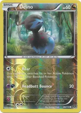 Deino Reverse Holo Pokemon card from Steam Siege