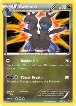 Zweilous Pokemon card from Steam Siege