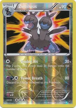 Zweilous Reverse Holo Pokemon card from Steam Siege