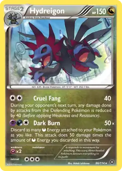Hydreigon Pokemon card from Steam Siege