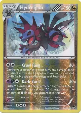 Hydreigon Reverse Holo Pokemon card from Steam Siege