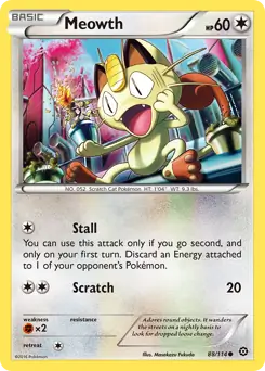 Meowth Pokemon card from Steam Siege
