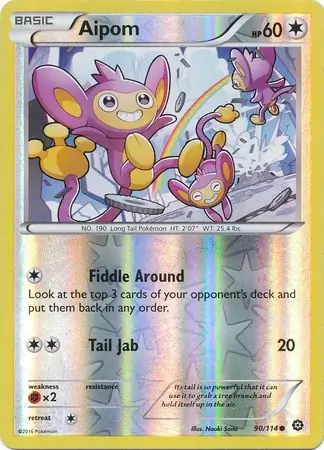 Aipom Reverse Holo Pokemon card from Steam Siege