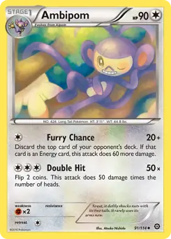 Ambipom Pokemon card from Steam Siege