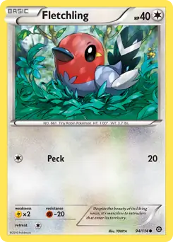 Fletchling Pokemon card from Steam Siege