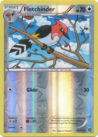 Fletchinder Reverse Holo Pokemon card from Steam Siege