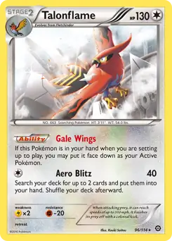 Talonflame Pokemon card from Steam Siege