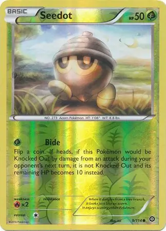 Seedot Reverse Holo Pokemon card from Steam Siege