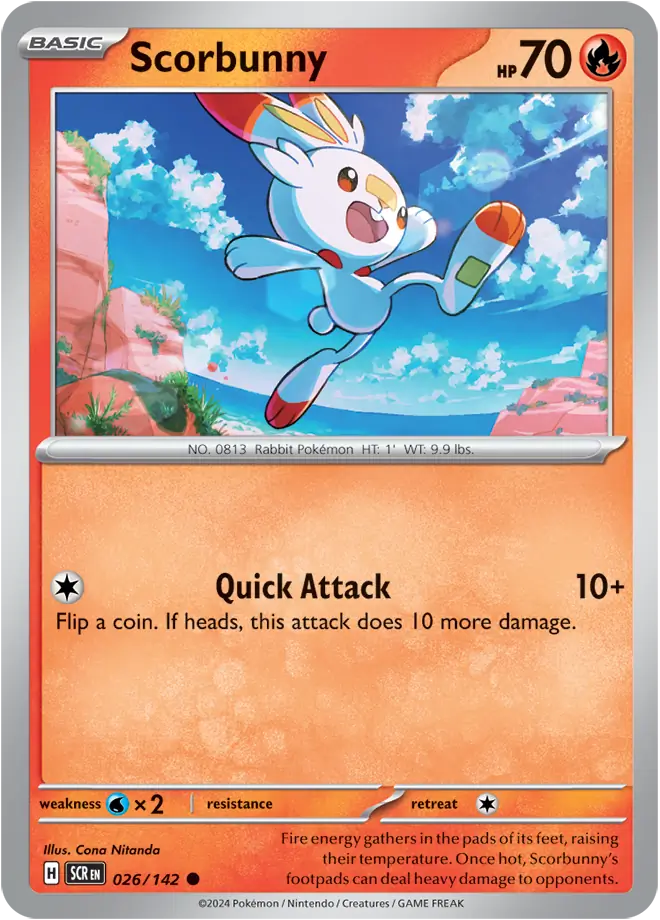 Scorbunny Pokemon card from Stellar Crown