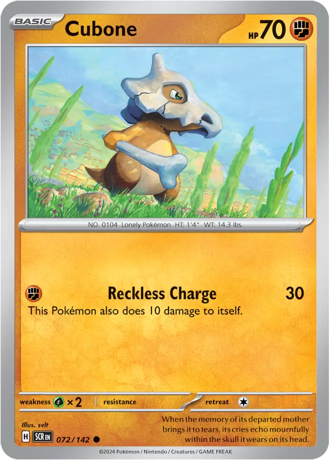 Cubone Pokemon card from Stellar Crown
