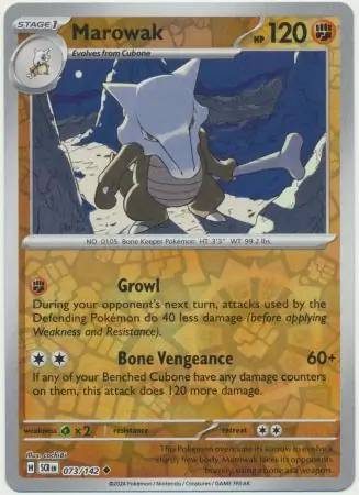 Marowak Reverse Holo Pokemon card from Stellar Crown