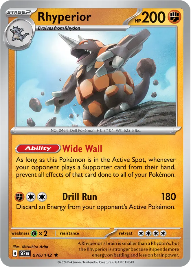 Rhyperior Pokemon card from Stellar Crown