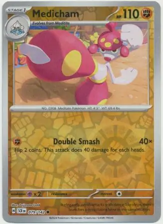 Medicham Reverse Holo Pokemon card from Stellar Crown