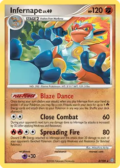 Infernape Holo Pokemon card from Stormfront