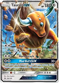 Tauros GX Pokemon card from Sun & Moon