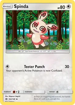 Spinda Pokemon card from Sun & Moon