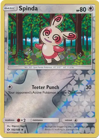 Spinda Reverse Holo Pokemon card from Sun & Moon