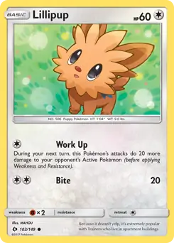 Lillipup Pokemon card from Sun & Moon