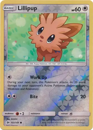 Lillipup Reverse Holo Pokemon card from Sun & Moon