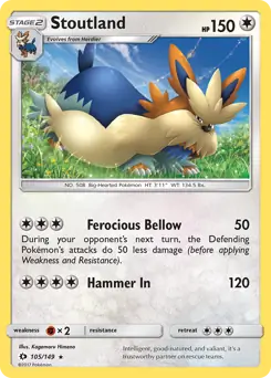 Stoutland Pokemon card from Sun & Moon