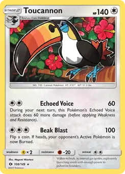 Toucannon Pokemon card from Sun & Moon