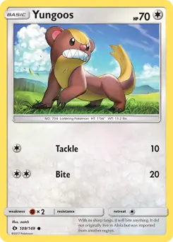 Yungoos Pokemon card from Sun & Moon