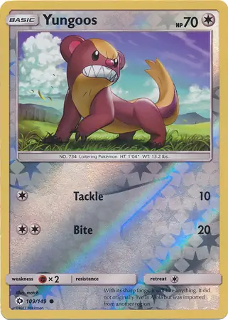 Yungoos Reverse Holo Pokemon card from Sun & Moon