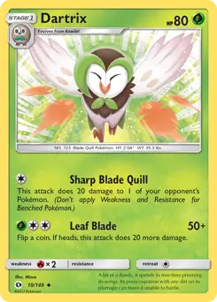 Dartrix Pokemon card from Sun & Moon