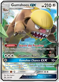 Gumshoos GX Pokemon card from Sun & Moon