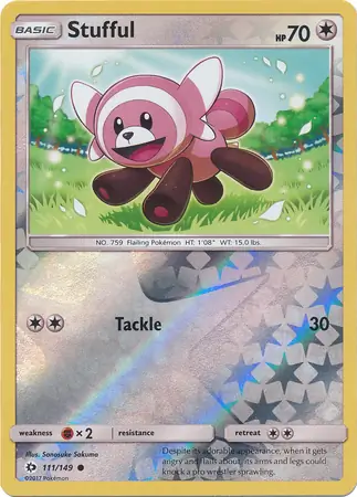 Stufful Reverse Holo Pokemon card from Sun & Moon