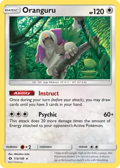 Oranguru Pokemon card from Sun & Moon